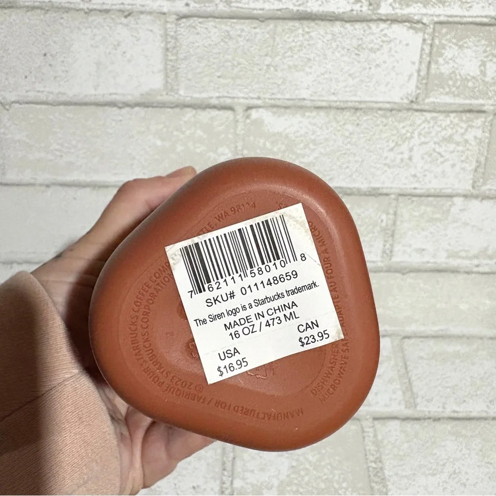 Starbucks 2024 Terracotta Recycled Plastic Triangle Tumbler NEW 16 OZ